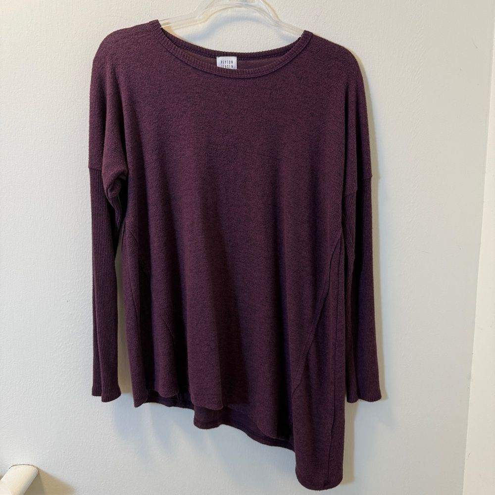 Peyton Jensen Joni Rib Sleeve Asymmetric Tunic Aubergine Women’s Small